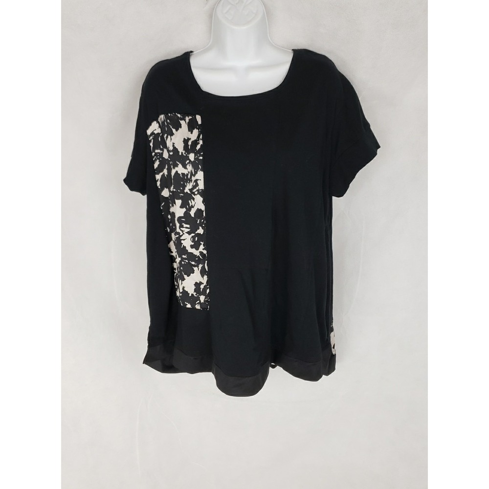 Troppo Belle Black Floral Short Sleeve Cotton Shirt M TB06 7021 Made in Italy
